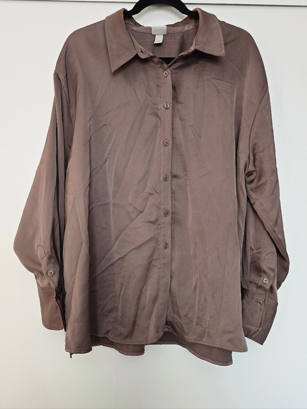 A New Day - (Plus-Size) Brown Long-Sleeve Business Casual Office Button Shirt